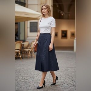 Prada Dark Blue Midi Skirt